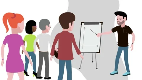 Presentation. Office workers. Gray background. Stock Footage 219896065