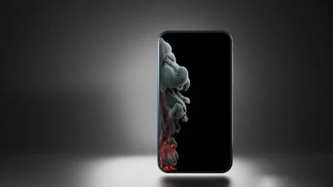 Presentation or ad of smartphone gently blue with camera and touch screen on Stock Footage 140666965