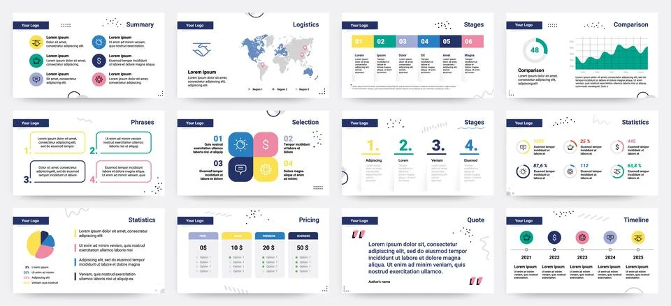 Presentation pages. Creative infographic slide, corporate advertising business Stock Illustration