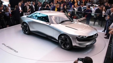 Presentation of Peugeot E-Legend at Mondial Paris Motor Show 2018 Stock Footage 96237944