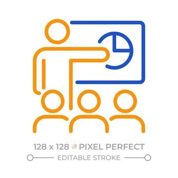 Presentation pixel perfect two color line icon Stock Illustration
