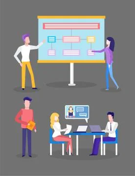 Presentation Preparation Brainstorming of People Stock Illustration