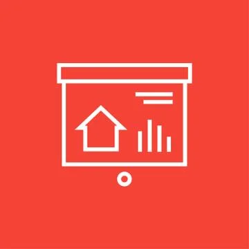 Presentation on projector screen line icon Stock Illustration