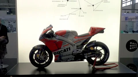 Presentation of racing Ducati motorcycle  Stock Footage 88546461