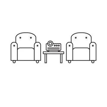 Presentation room with projector and comfortable seats 스톡 일러스트