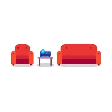 Presentation room with projector and comfortable seats Illustrazione stock