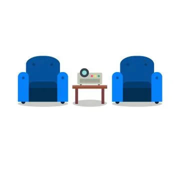 Presentation room with projector and comfortable seats Illustrazione stock