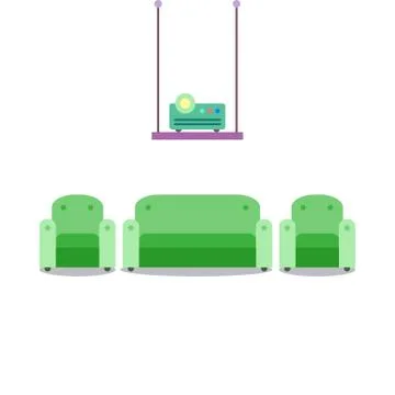 Presentation room with projector and comfortable seats Stock Illustration