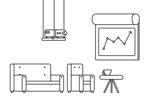Presentation room with projector and comfortable seats Stock Illustration