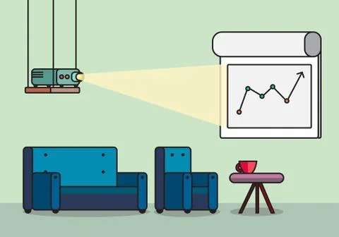 Presentation room with projector and comfortable seats Stockillustratie