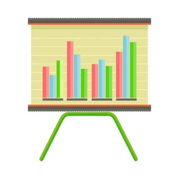 Presentation Screen with Bar Chart Isolated Vector Stock Illustration