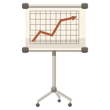 Presentation screen with graph icon, cartoon style Stock Illustration