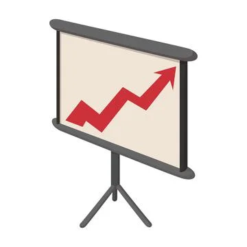 Presentation screen with graph icon, cartoon style Stock Illustration