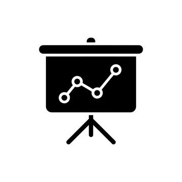 Presentation Screen with Line Graph Analysis Icon Stock Illustration