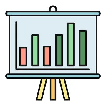Presentation screen showing business data bar chart Illustrazione stock