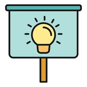Presentation screen showing lightbulb idea innovation concept Stock Illustration