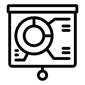 Presentation screen showing pie chart with data analysis and statistics Illustrazione stock