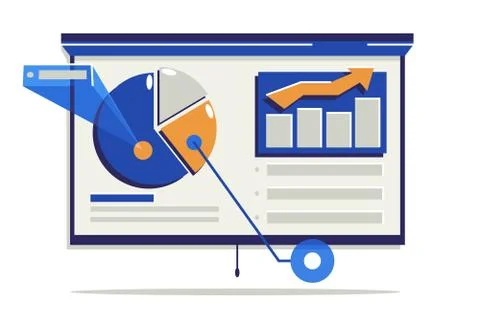 Presentation screen with statistics data Stock Illustration