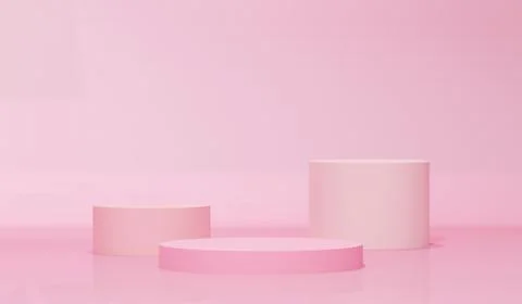 Presentation shape with round circular pedestal pink podium for product display Stock Illustration