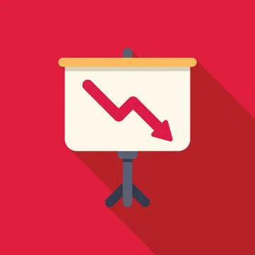 Presentation showing negative trend with arrow and chart going down Stock Illustration