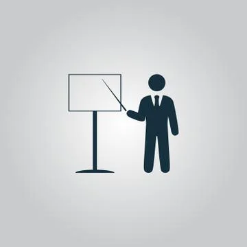 Presentation sign icon. Man standing with pointer Stock Illustration