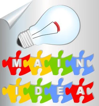 Presentation slide main idea with puzzle elements and bulb イラスト素材