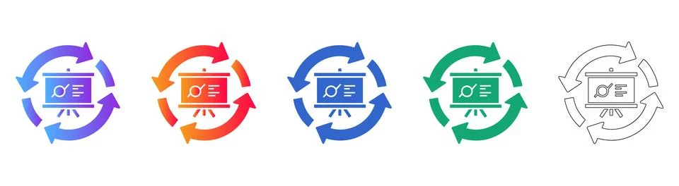 Presentation Slide Rotation Icons Stock Illustration