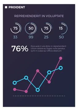 Presentation slide template. Line chart data vertical flyer Stock Illustration