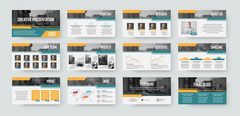 Presentation slide template, vector infographics ready to use for annual repo Stock Illustration