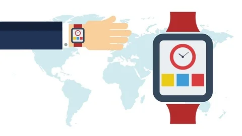 Presentation of smart watches on hands Stock Footage 77073524