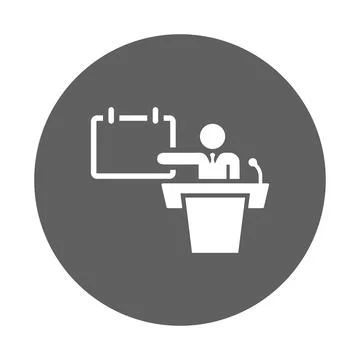 Presentation, speech, talk icon. Gray vector graphics. Stock Illustration