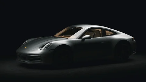 Presentation of sporting luxury car, new automobile. Porsche 911 992 Coupe 2019 Stock Footage 123318800
