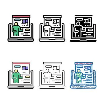 Presentation startup strategy set and planning color icon vector Stock Illustration
