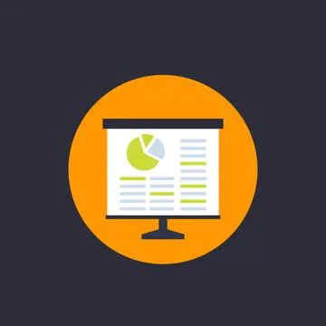 Presentation with statistics data, vector icon Stock Illustration
