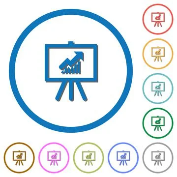 Presentation table with candlestick chart icons with shadows and outlines Stock Illustration