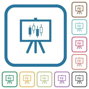 Presentation table with candlestick chart simple icons Stock Illustration