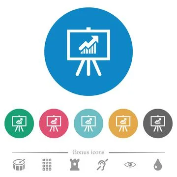 Presentation table with rising graph flat round icons イラスト素材
