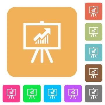 Presentation table with rising graph rounded square flat icons イラスト素材