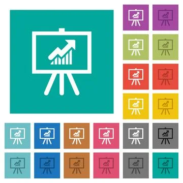 Presentation table with rising graph square flat multi colored icons イラスト素材
