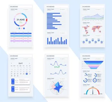 Presentation Template design. Business data graphs. Vector financial and mark Stock Illustration