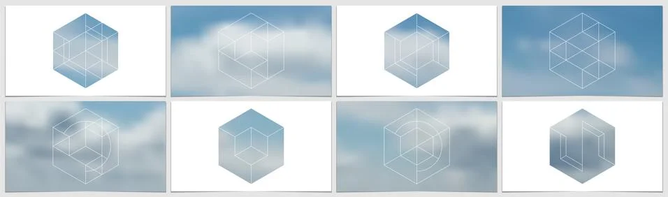 Presentation template in HD format, clean cover design with geometric shapes and Stock Illustration