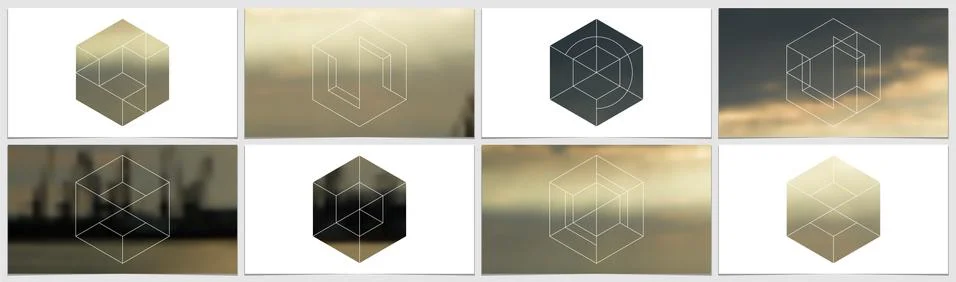 Presentation template in HD format, clean cover design with geometric shapes and Stock Illustration