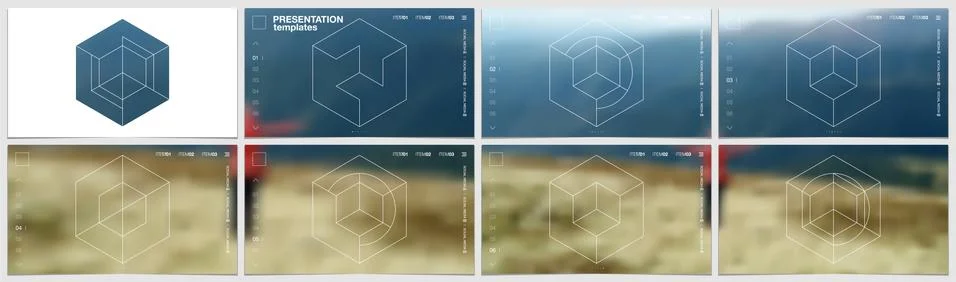 Presentation template in HD format, cover design with geometric shapes and ma Stock Illustration