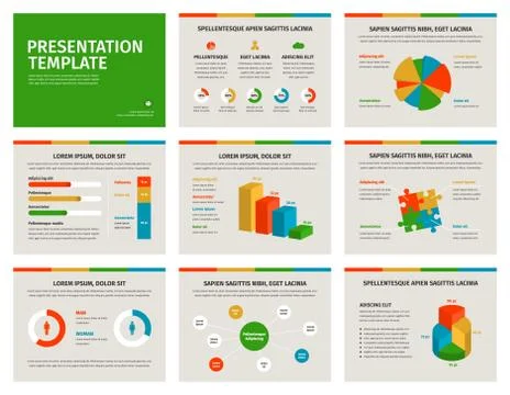 Presentation template. Infographic elements on slides 库存插图