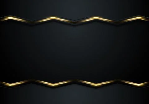 Presentation template luxury style 3D golden chevron lines on black backgroun Stock Illustration