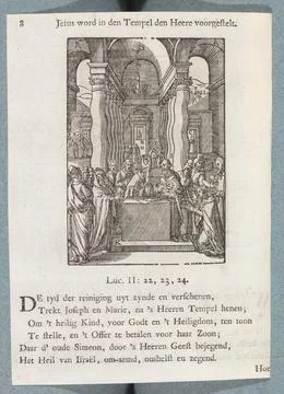 Presentation in the temple; Jesus was given to the Lord in the temple. Mar... Stockfoto's
