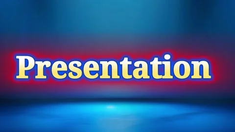 Presentation text display on glowing blue stage background for professional Stock Footage 343817539