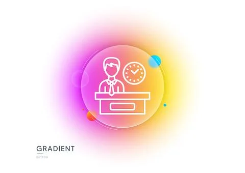 Presentation time line icon. Watch sign. Gradient blur button. Vector Stock Illustration