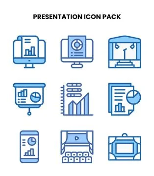 Presentation Two Colour Bundle Icons Pack Stock Illustration
