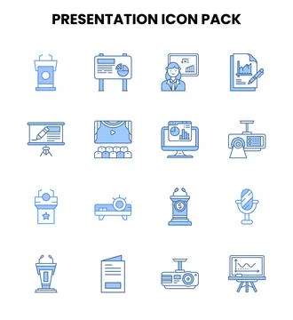 Presentation Two Colour Bundle Icons Pack Stock Illustration